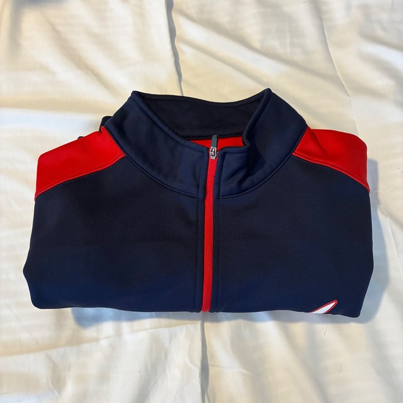 MLB Atlanta Braves Pullover Jacket Half Zip Long Sleeve Red Blue Mens L‎ - Picture 6 of 6